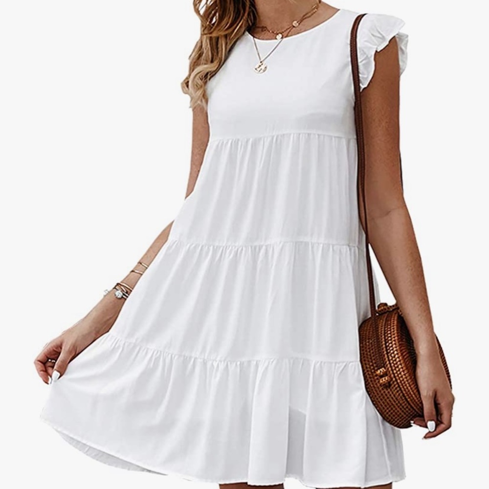 Kirundo Sleeveless Ruffle White Summer Dress Size Medium
